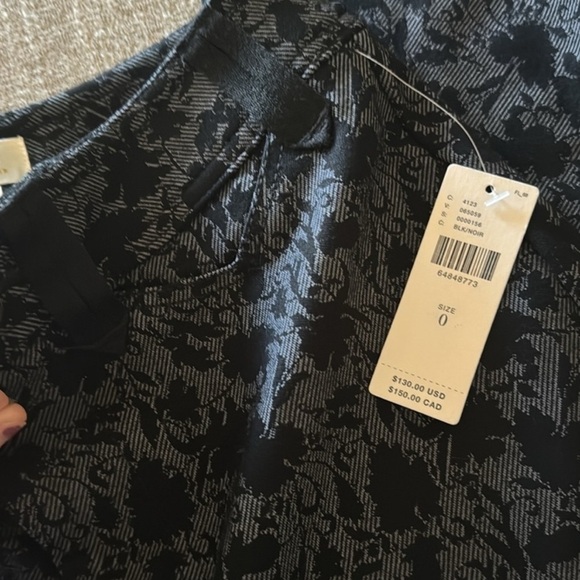 Anthropologie Maeve Jacquard Black Gray Floral Paisley Flare Wide Leg Pants 0 - Picture 6 of 7